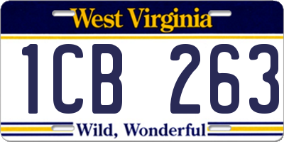 WV license plate 1CB263