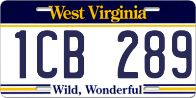 WV license plate 1CB289