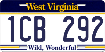 WV license plate 1CB292