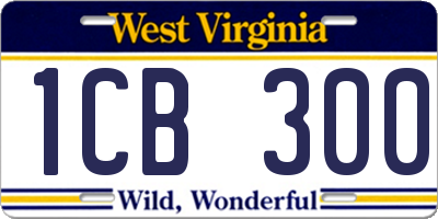 WV license plate 1CB300