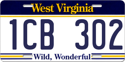 WV license plate 1CB302