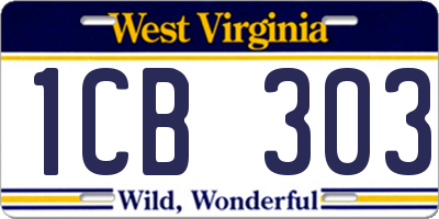 WV license plate 1CB303