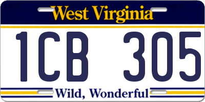 WV license plate 1CB305