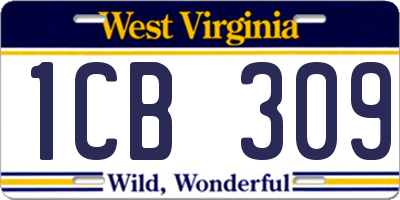 WV license plate 1CB309