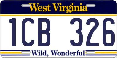 WV license plate 1CB326