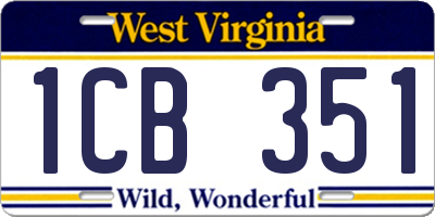 WV license plate 1CB351