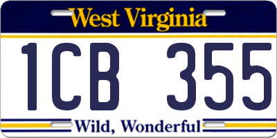 WV license plate 1CB355