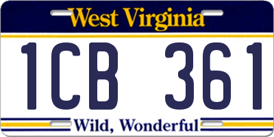 WV license plate 1CB361