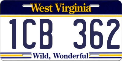 WV license plate 1CB362