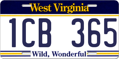 WV license plate 1CB365
