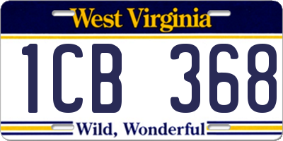 WV license plate 1CB368