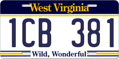 WV license plate 1CB381