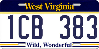 WV license plate 1CB383