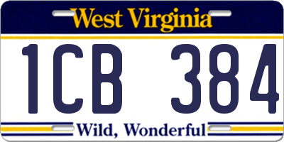 WV license plate 1CB384