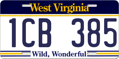 WV license plate 1CB385