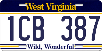 WV license plate 1CB387