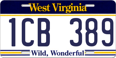 WV license plate 1CB389
