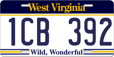 WV license plate 1CB392