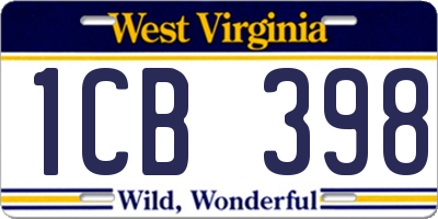 WV license plate 1CB398