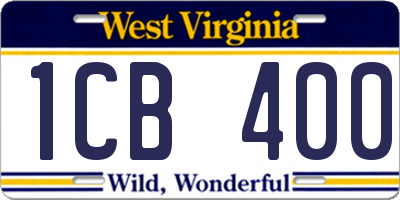 WV license plate 1CB400