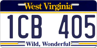 WV license plate 1CB405