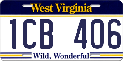 WV license plate 1CB406