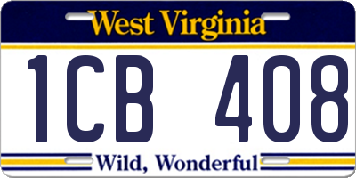 WV license plate 1CB408