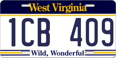 WV license plate 1CB409