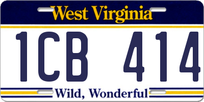 WV license plate 1CB414