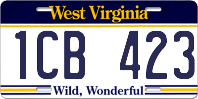 WV license plate 1CB423
