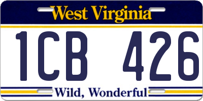 WV license plate 1CB426