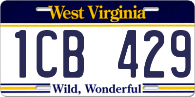 WV license plate 1CB429