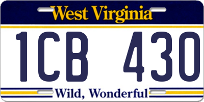 WV license plate 1CB430