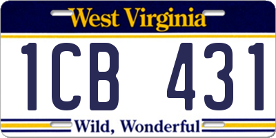 WV license plate 1CB431