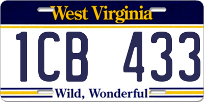 WV license plate 1CB433
