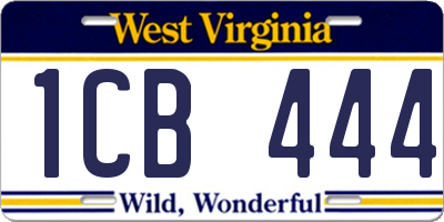 WV license plate 1CB444