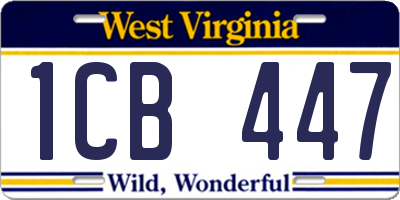 WV license plate 1CB447