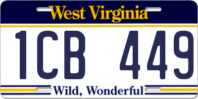 WV license plate 1CB449