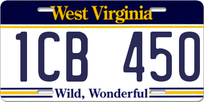 WV license plate 1CB450