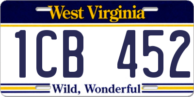 WV license plate 1CB452