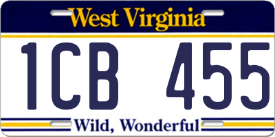 WV license plate 1CB455