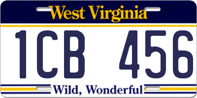 WV license plate 1CB456