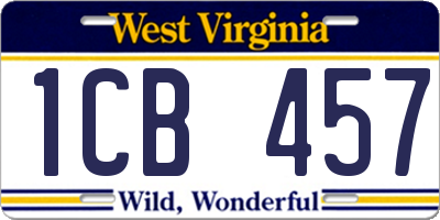 WV license plate 1CB457