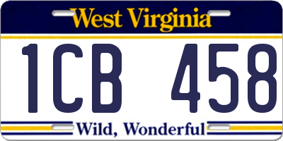 WV license plate 1CB458