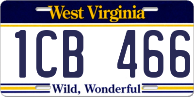 WV license plate 1CB466