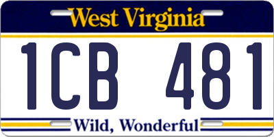 WV license plate 1CB481