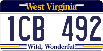 WV license plate 1CB492