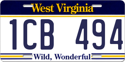 WV license plate 1CB494