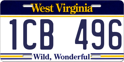 WV license plate 1CB496
