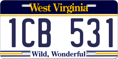 WV license plate 1CB531